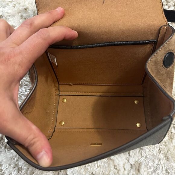 Tory Burch Juliette Black Leather Brown Suede Women's Mini Bag - Picture 9 of 12